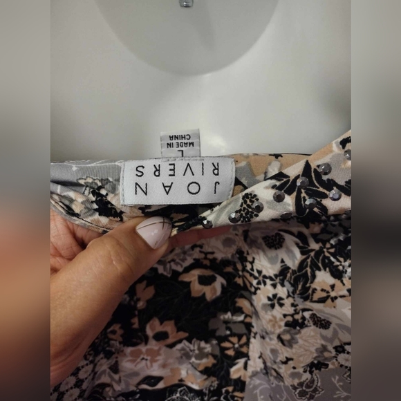 Joan Rivers Patchwork  Floral Print Blazer w/ Jewel neckline Sz L - Picture 10 of 11